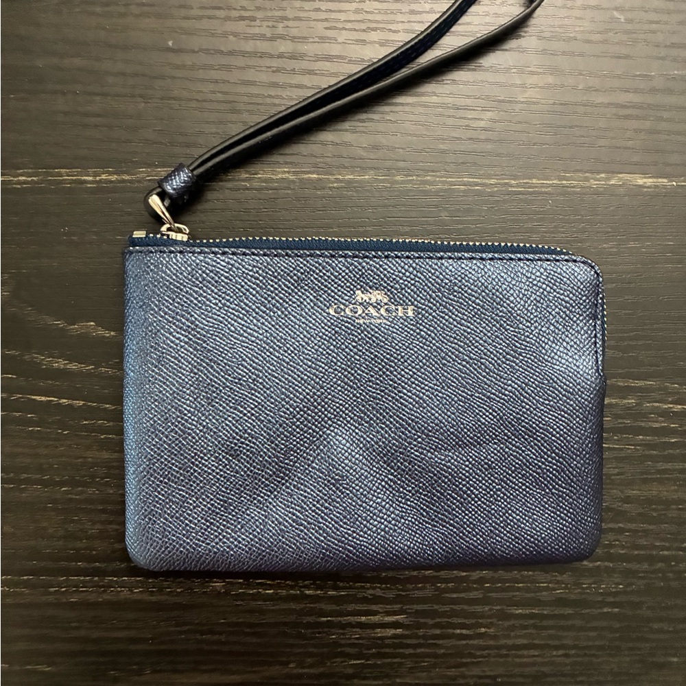 Coach Metallic Blue Wristlet